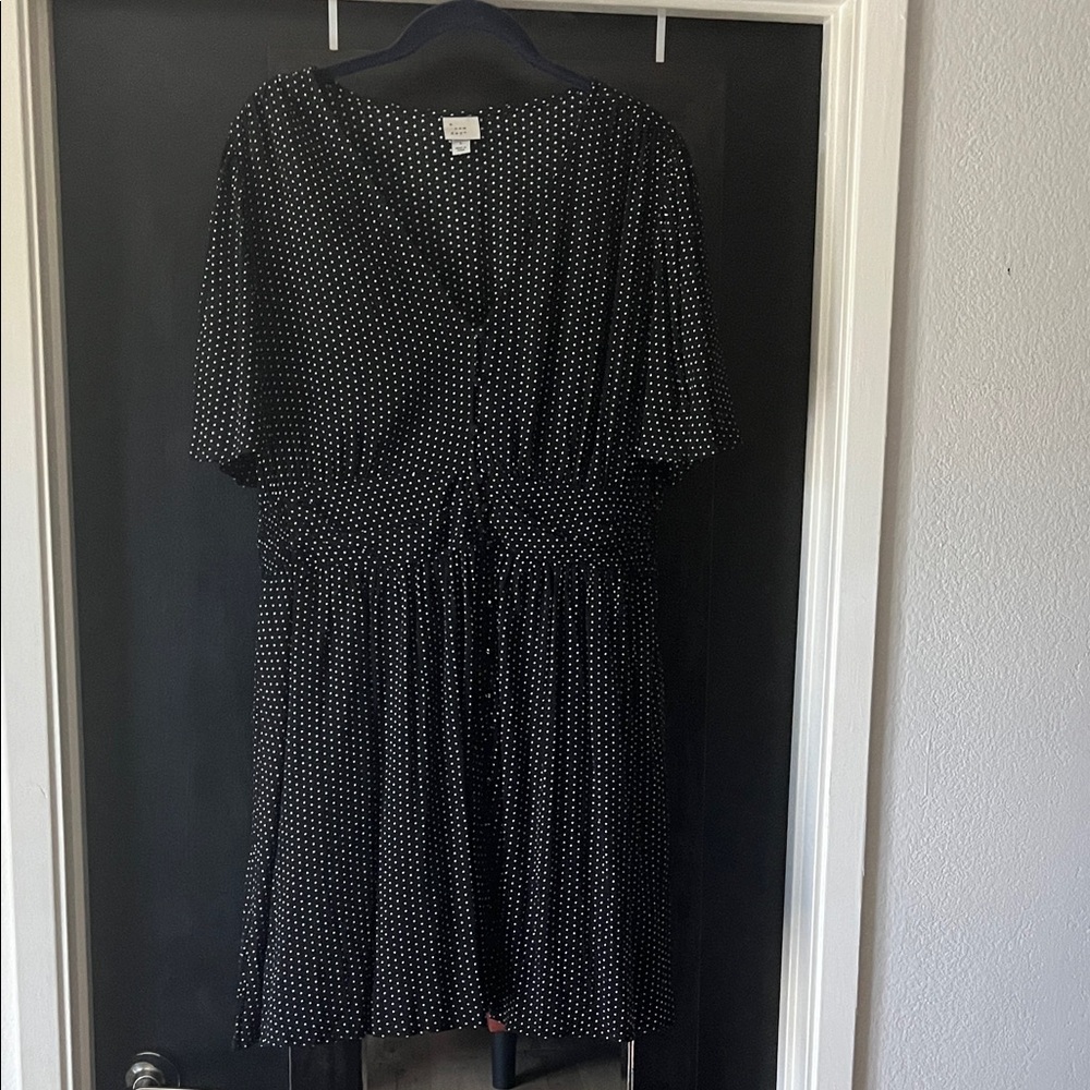 a new day Black and White Polka Dot Wrap-Style Mini Dress